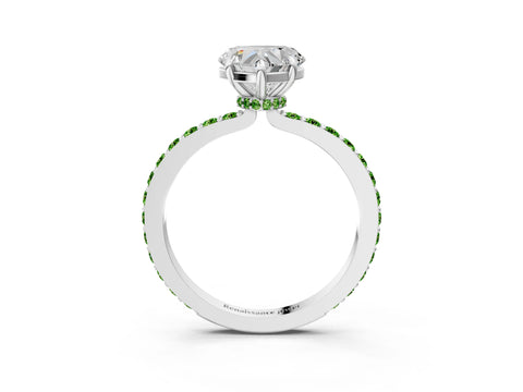 White gold Heart Cut Diamond Pavé Engagement Ring with Round with Peridot side stone Accents and Prong Setting_39