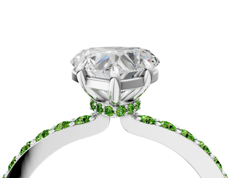 White gold Heart Cut Diamond Pavé Engagement Ring with Round with Peridot side stone Accents and Prong Setting_40