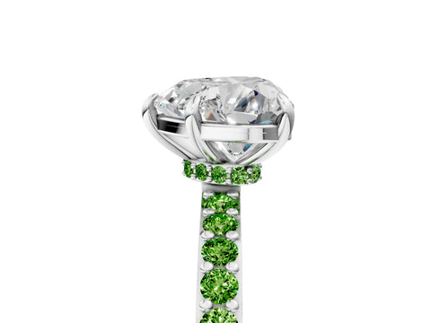 White gold Heart Cut Diamond Pavé Engagement Ring with Round with Peridot side stone Accents and Prong Setting_41