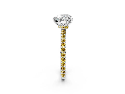 White gold Heart Cut Diamond Pavé Engagement Ring with Round with Yellow Sapphire side stone Accents and Prong Setting_14