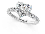 White gold Heart Cut Diamond Pavé Solitaire Engagement Ring with Four-Prong Setting_89