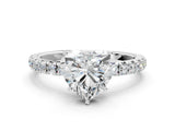 White gold Heart Cut Diamond Pavé Solitaire Engagement Ring with Four-Prong Setting_93