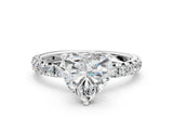 White gold Heart Cut Diamond Pavé Solitaire Ring with Round Band and Prong Setting_16