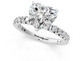 White gold Heart Cut Diamond Pavé Solitaire Ring with Round Band and Prong Setting_17