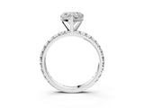 White gold Heart Cut Diamond Pavé Solitaire Ring with Round Band and Prong Setting_19