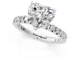 White gold Heart Cut Diamond Pavé Solitaire Ring with Round Band and Prong Setting_41