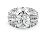 White gold Heart Cut Diamond Pave Art Deco Split Shank Ring with Four-Prong Setting_194
