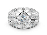 White gold Heart Cut Diamond Pave Art Deco Split Shank Ring with Four-Prong Setting_218