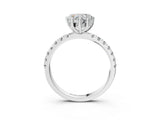 White gold Heart Cut Diamond Pave Band Solitaire Ring with Four-Prong Setting_126