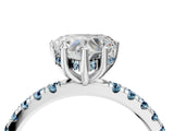 White gold Heart Cut Diamond Pave Band Solitaire Ring with Round with Aquamarine side stone and Prong Setting_40