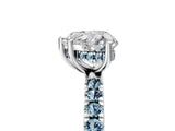 White gold Heart Cut Diamond Pave Band Solitaire Ring with Round with Aquamarine side stone and Prong Setting_41