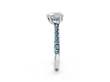 White gold Heart Cut Diamond Pave Band Solitaire Ring with Round with Aquamarine side stone and Prong Setting_69