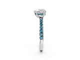 White gold Heart Cut Diamond Pave Band Solitaire Ring with Round with Blue Topaz side stone and Prong Setting_38