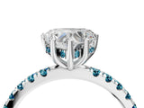 White gold Heart Cut Diamond Pave Band Solitaire Ring with Round with Blue Topaz side stone and Prong Setting_40