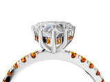 White gold Heart Cut Diamond Pave Band Solitaire Ring with Round with Citrine side stone and Prong Setting_16