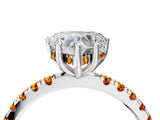 White gold Heart Cut Diamond Pave Band Solitaire Ring with Round with Citrine side stone and Prong Setting_28