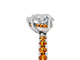 White gold Heart Cut Diamond Pave Band Solitaire Ring with Round with Citrine side stone and Prong Setting_29