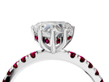 White gold Heart Cut Diamond Pave Band Solitaire Ring with Round with Garnet side stone and Prong Setting_16