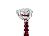 White gold Heart Cut Diamond Pave Band Solitaire Ring with Round with Garnet side stone and Prong Setting_41