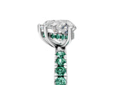 White gold Heart Cut Diamond Pave Band Solitaire Ring with Round with Green Sapphire side stone and Prong Setting_53