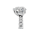 White gold Heart Cut Diamond Pave Band Solitaire Ring with Round with Moissanite side stone and Prong Setting_29