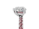 White gold Heart Cut Diamond Pave Band Solitaire Ring with Round with Morganite side stone and Prong Setting_29