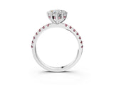 White gold Heart Cut Diamond Pave Band Solitaire Ring with Round with Morganite side stone and Prong Setting_51