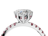 White gold Heart Cut Diamond Pave Band Solitaire Ring with Round with Morganite side stone and Prong Setting_52