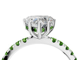 White gold Heart Cut Diamond Pave Band Solitaire Ring with Round with Peridot side stone and Prong Setting_16