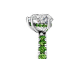 White gold Heart Cut Diamond Pave Band Solitaire Ring with Round with Peridot side stone and Prong Setting_17