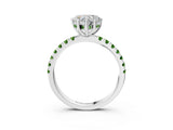 White gold Heart Cut Diamond Pave Band Solitaire Ring with Round with Peridot side stone and Prong Setting_27