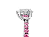 White gold Heart Cut Diamond Pave Band Solitaire Ring with Round with Pink Sapphire side stone and Prong Setting_41