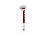 White gold Heart Cut Diamond Pave Band Solitaire Ring with Round with Ruby side stone and Prong Setting_50