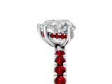 White gold Heart Cut Diamond Pave Band Solitaire Ring with Round with Ruby side stone and Prong Setting_65