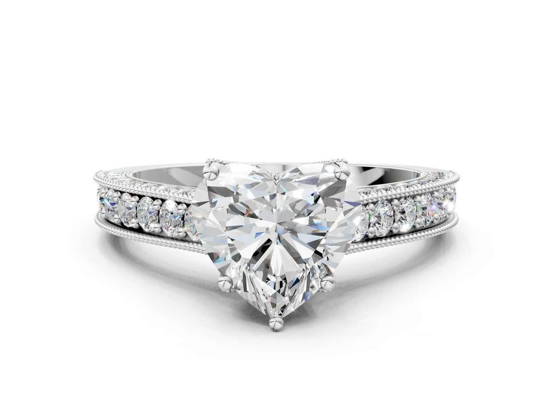 White gold Heart Cut Diamond Pave Band with Four-Prong Setting_37