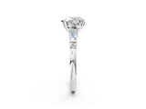 White gold Heart Cut Diamond Ring with Baguette Side Stones, Channel Set Band, and Four-Prong Setting_39