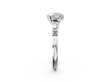 White gold Heart Cut Diamond Ring with Baguette Side Stones, Channel Set Band, and Four-Prong Setting_6