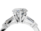 White gold Heart Cut Diamond Ring with Baguette Side Stones, Channel Set Band, and Four-Prong Setting_8