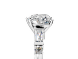 White gold Heart Cut Diamond Ring with Baguette Side Stones, Channel Set Band, and Four-Prong Setting_9