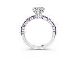 White gold Heart Cut Diamond Ring with Marquise and Round with Amethyst side stone Side Stones and Four-Prong Setting_27