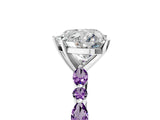 White gold Heart Cut Diamond Ring with Marquise and Round with Amethyst side stone Side Stones and Four-Prong Setting_29