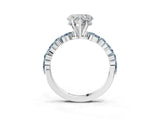 White gold Heart Cut Diamond Ring with Marquise and Round with Aquamarine side stone Side Stones and Four-Prong Setting_27