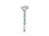 White gold Heart Cut Diamond Ring with Marquise and Round with Aquamarine side stone Side Stones and Four-Prong Setting_38