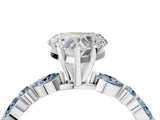 White gold Heart Cut Diamond Ring with Marquise and Round with Aquamarine side stone Side Stones and Four-Prong Setting_40