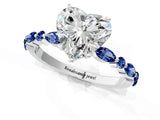 White gold Heart Cut Diamond Ring with Marquise and Round with Blue Sapphire side stone Side Stones and Four-Prong Setting_37