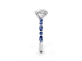 White gold Heart Cut Diamond Ring with Marquise and Round with Blue Sapphire side stone Side Stones and Four-Prong Setting_38