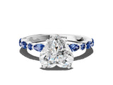 White gold Heart Cut Diamond Ring with Marquise and Round with Blue Sapphire side stone Side Stones and Four-Prong Setting_48