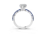 White gold Heart Cut Diamond Ring with Marquise and Round with Blue Sapphire side stone Side Stones and Four-Prong Setting_51