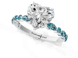 White gold Heart Cut Diamond Ring with Marquise and Round with Blue Topaz side stone Side Stones and Four-Prong Setting_25