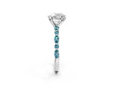 White gold Heart Cut Diamond Ring with Marquise and Round with Blue Topaz side stone Side Stones and Four-Prong Setting_26